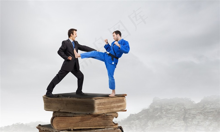 正在打斗的商务人士高清图片素材