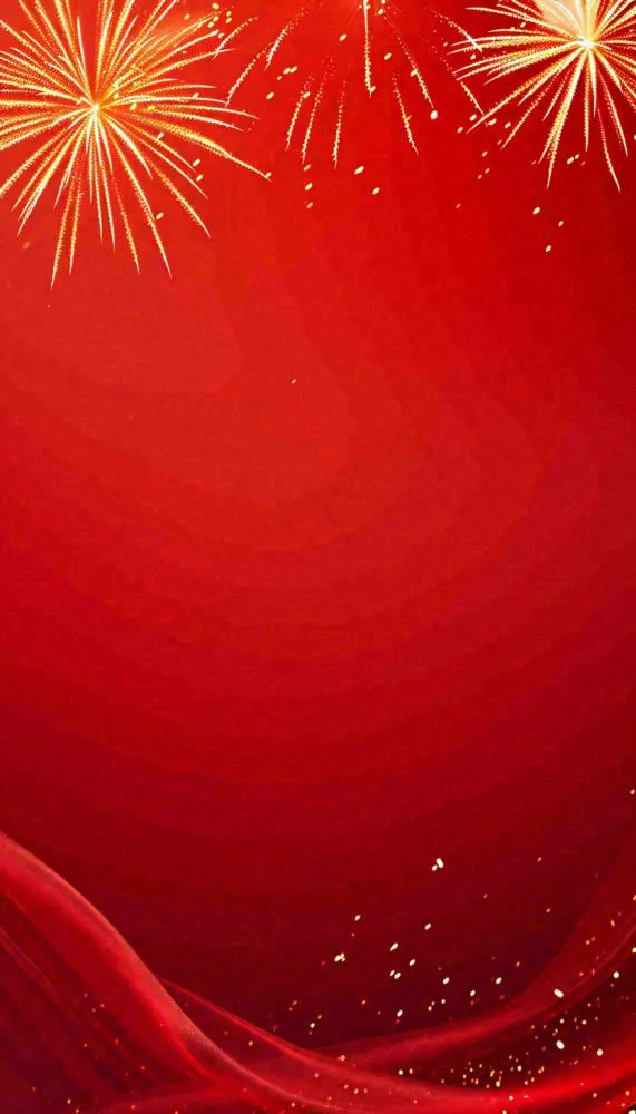 中国红喜庆烟花丝绸丝带，节日背景(832x1456)