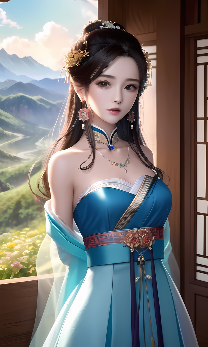 AI小姐姐美女二次元绘画古装大眼头饰漂亮012