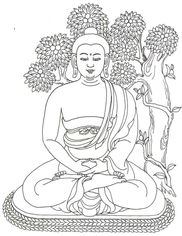 佛.瑜伽.海报.线条，打坐