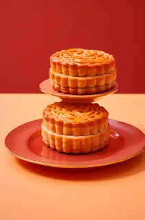 中秋月饼托盘美食糕点摄影图