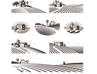 现代农业农场简笔