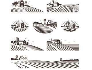 现代农业农场简笔