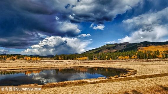 蓝天白云湖畔美景壁纸