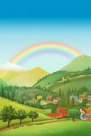 田园天空清新彩虹背景