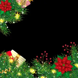 圣诞节松枝礼盒装饰品边框 圣诞节松枝礼盒装饰品边框