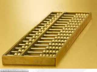 中华传统斜放的金色算盘