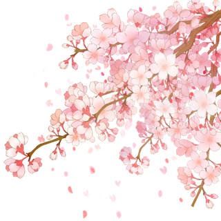 春天浪漫粉红色樱花手绘樱花梅花桃花花朵图片PNG免扣素材