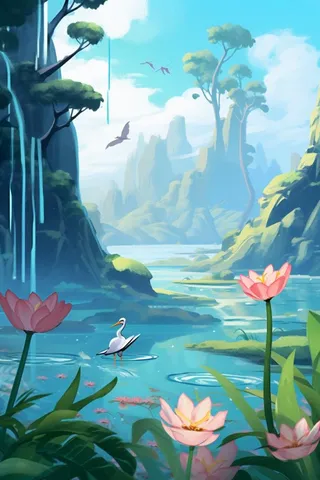 清新唯美夏日节气国风背景