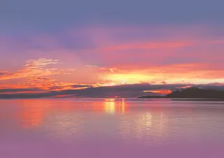 山水唯美夕阳湖水