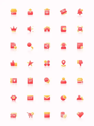 彩色icon手机线性小图标UI素材AI矢量图psd设计源文件app菜单分类