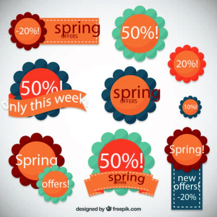 免抠春季花形促销标签