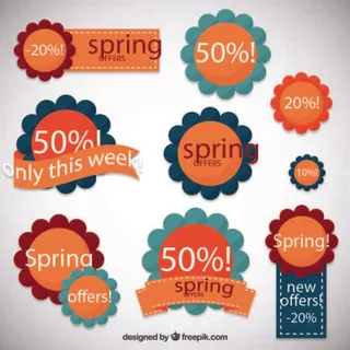 免抠春季花形促销标签