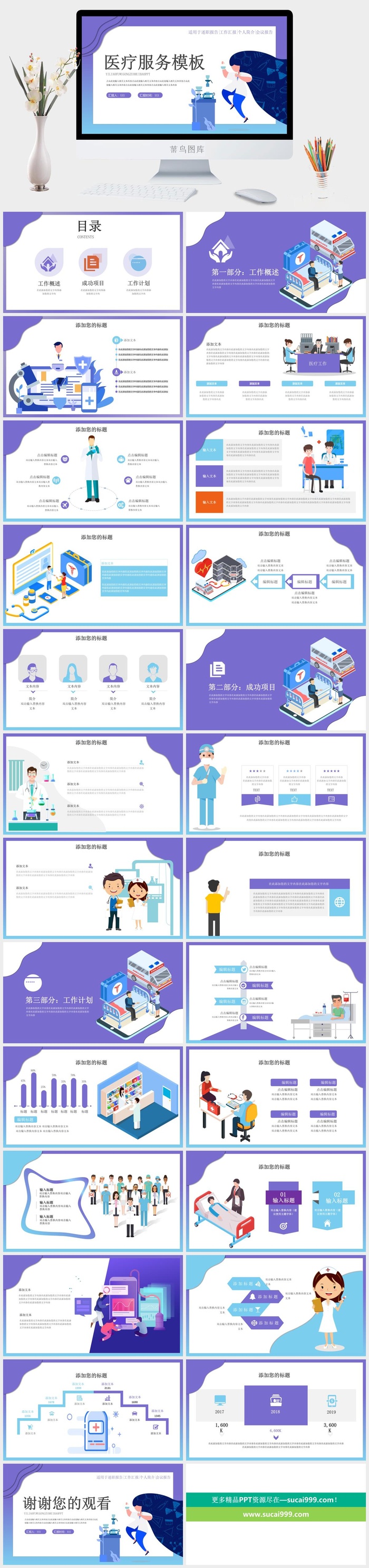 医疗服务会议汇报PPT模板