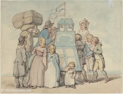 旅行人物水彩风景画