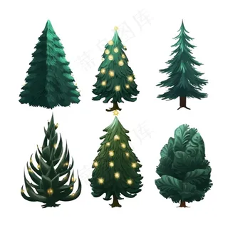 树木绿树卡通插画免抠
