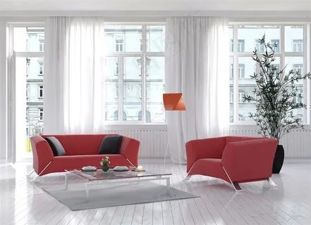 室内的红色沙发跟植物 室内的红色沙发跟植物