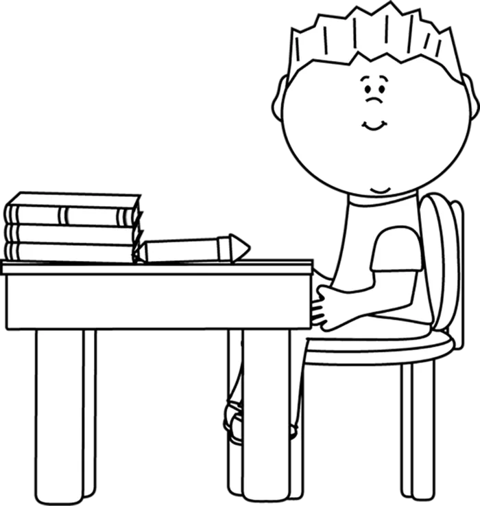 黑白线条图书桌写作业少儿兴趣班