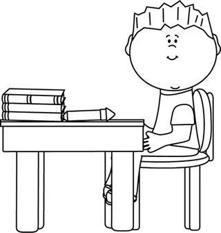 黑白线条图书桌写作业少儿兴趣班