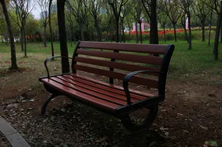 公园红木坐椅长椅黄昏阴暗