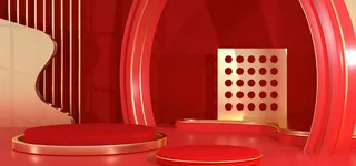 中国风国潮电商促销首页海报C4D背景图3D场景立体设计PSD素材模板