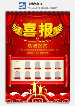 企业公司销售业绩年终大捷军令喜报word文档设计素材