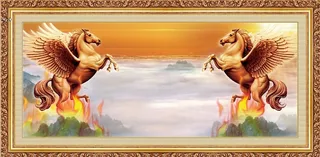 雕塑马到成功山水背景墙