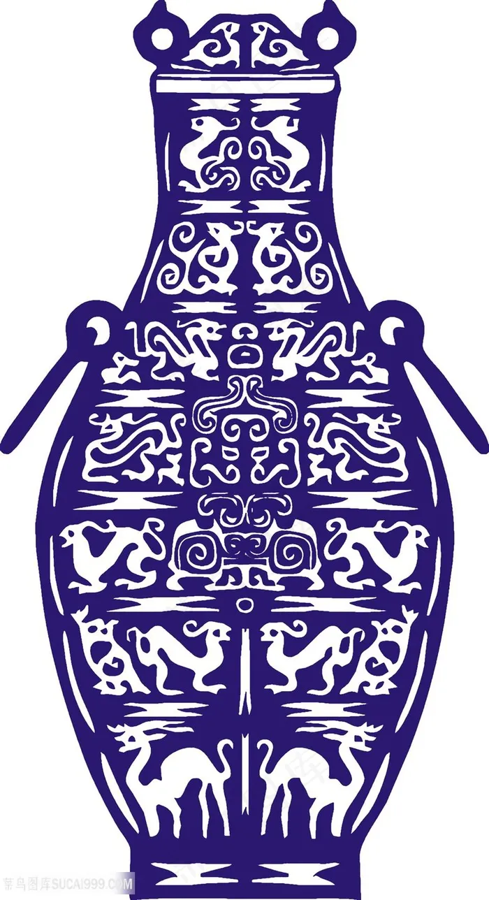古代神兽花纹国粹青花瓷中国风图片