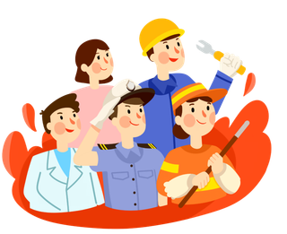 五一劳动节卡通人物插画五一艺术字PNG免抠图元素设计ps素材合集