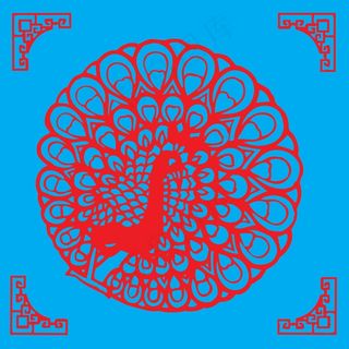 孔雀剪纸 剪纸风元素