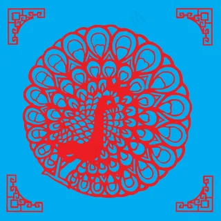 孔雀剪纸 剪纸风元素