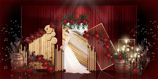 原创红色婚礼迎宾区 原创红色婚礼迎宾区