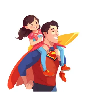 超人爸爸背着孩子免抠