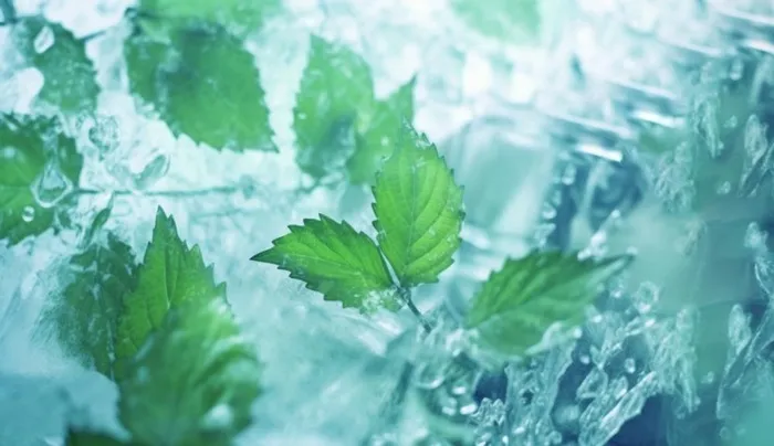 清凉夏日冰块薄荷水背景(1440x832)