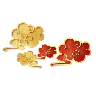 大气中国风祥云国潮风金边立体云朵剪纸创意装饰元素PNG免抠素材