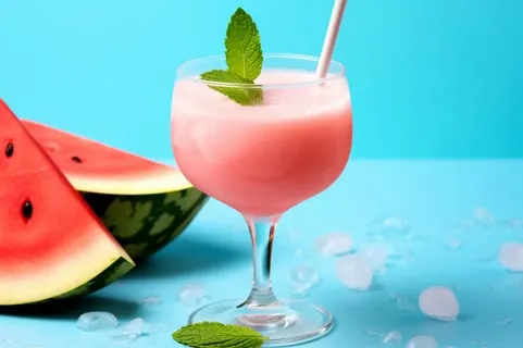 西瓜汁清爽薄荷背景