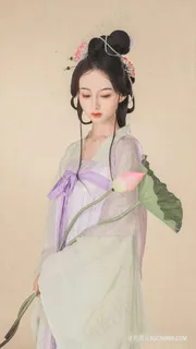 荷花国画造型古装古风美女图片