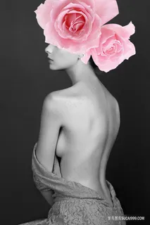 粉色玫瑰花美女艺术装饰画 粉色玫瑰花美女艺术装饰画
