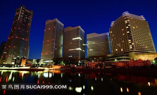 本横滨城市高楼大厦夜景摄影