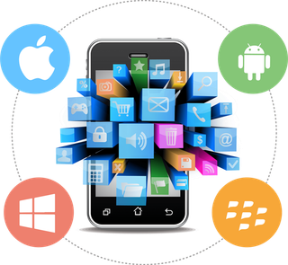 智能手机软件卡通简笔科技kv主视觉素材