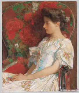 坐在椅子上的女士油画装饰画