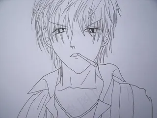 动漫帅哥素描图片