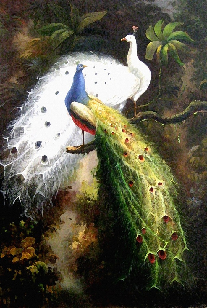 孔雀工艺装饰画