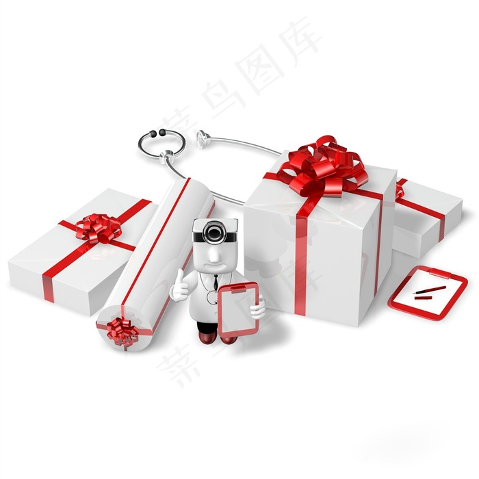 一大堆红带子礼盒