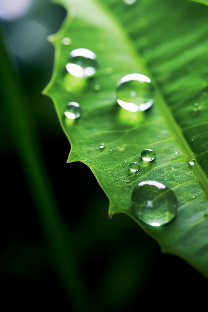 绿色清新水滴绿叶背景图