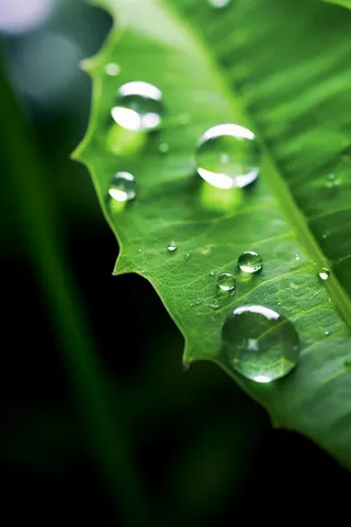 绿色清新水滴绿叶背景图