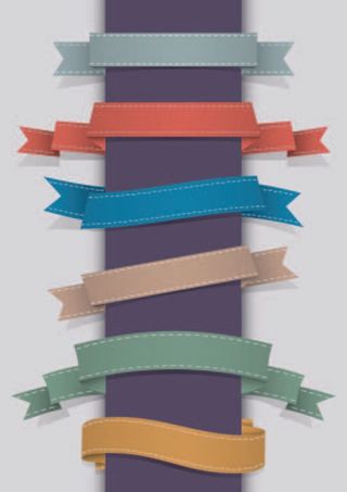 免抠多彩丝带标贴