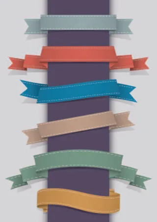 免抠多彩丝带标贴