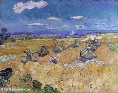 梵高田野上割麦子的男人油画图片