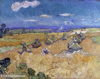 梵高田野上割麦子的男人油画图片